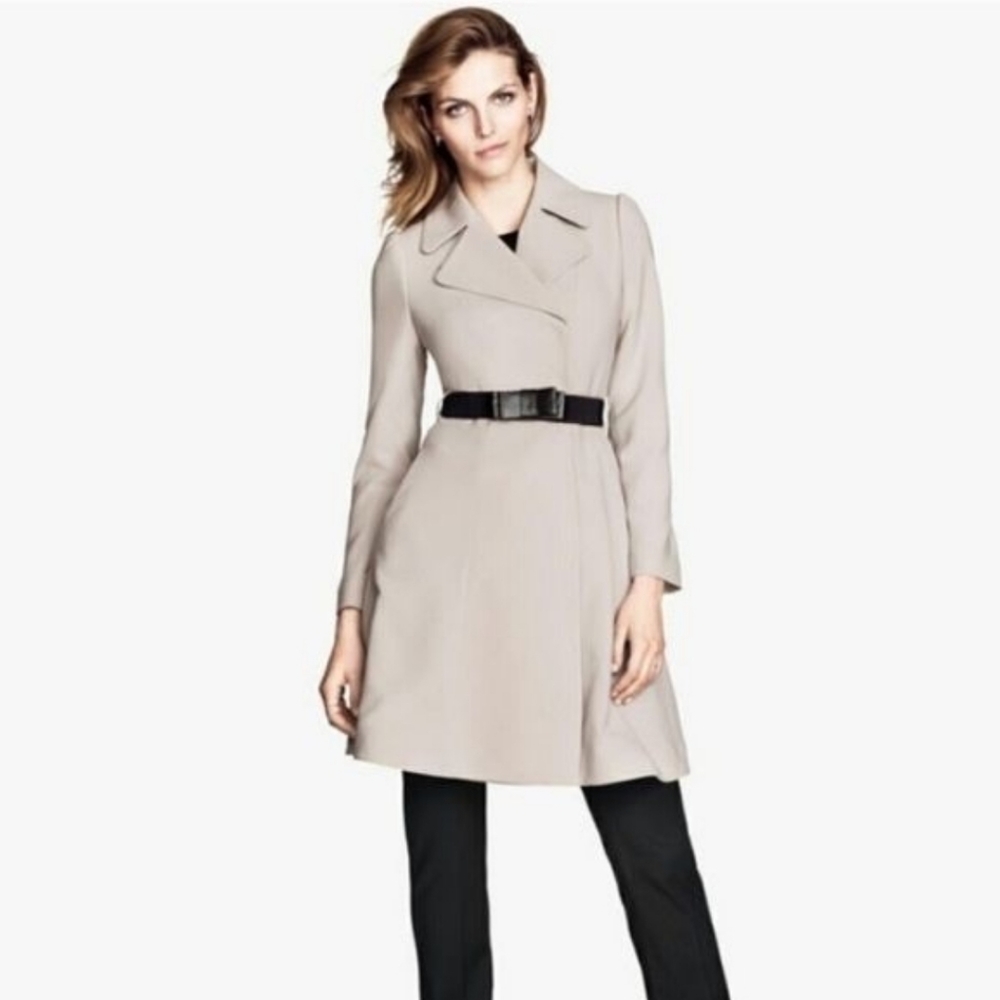 H&M Bow Belted Trench Coat Sz 6
